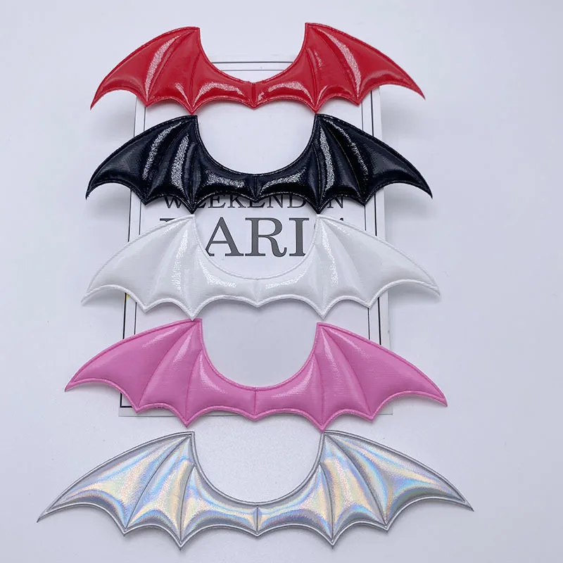 15ks/šarža 14.5*4 cm kožená tkanina Demon Bat Wings Polded Appliques for pre domácich majstrov halloween kostýmy upírske klipové klip dekorácie náplasť