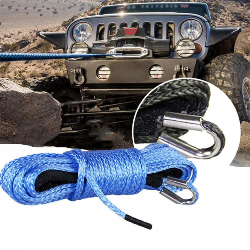 15m 6 mm/7 mm vlečné navijak káblové lano struny Syntetické vlákno 5800 libier/7700 libier/9300 libier pre Jeep ATV UTV SUV 4x4 4WD