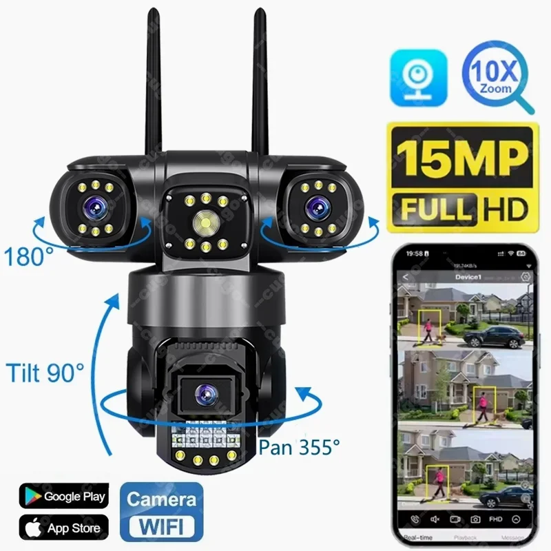 15MP WiFi Wireless Security Monitor Camera PTZ Outdoor Tri šošovky Tri obrazovky Camera