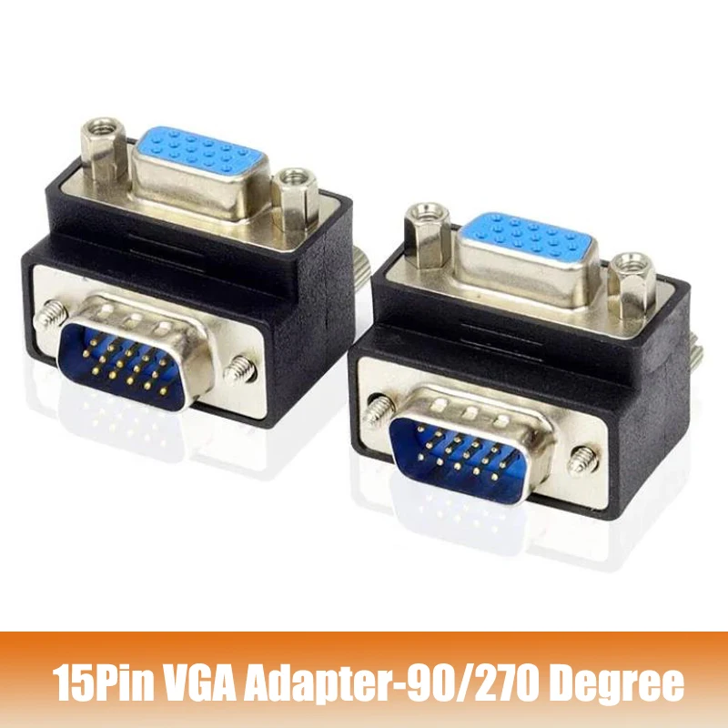 15pin VGA adaptér 90 stupňov pravého uhla lakťové lakpere VGA Muž do ženskej zástrčky Industrial 270 stupňa 15 pin konektor pre počítač