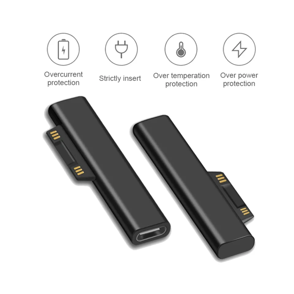 15V/3A USB C Žena PD Rýchle nabíjanie Magnetický nabíjací adaptér Zátka pre Microsoft Surface Pro 7/6/5/4/3/Go/Book1/2
