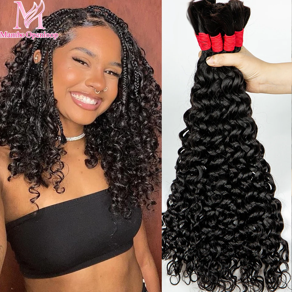 16-22inches boho vrkočky ľudské vlasy hlboké vlnové plechovacie vlasy ľudské vlasy kučeravé zväzky vlasov pridávajú do boho locs crochet
