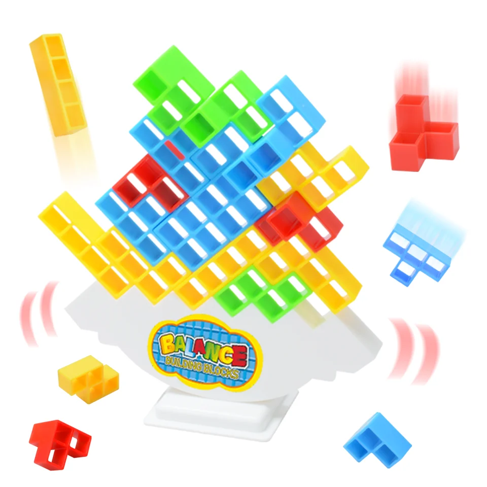 16/32/48 Bloky Blokovanie blokov Brick Hray Balance Game Swing High Russian Building Blocks Stack Kid Desktop Toy