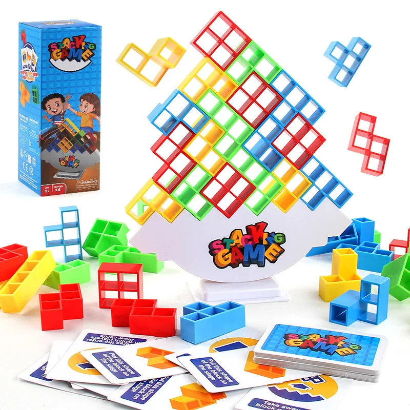 16-64ks Build Block Block Brick Toy Balance Skladané Tetra Tower Game Swing High Russian Building Blocks