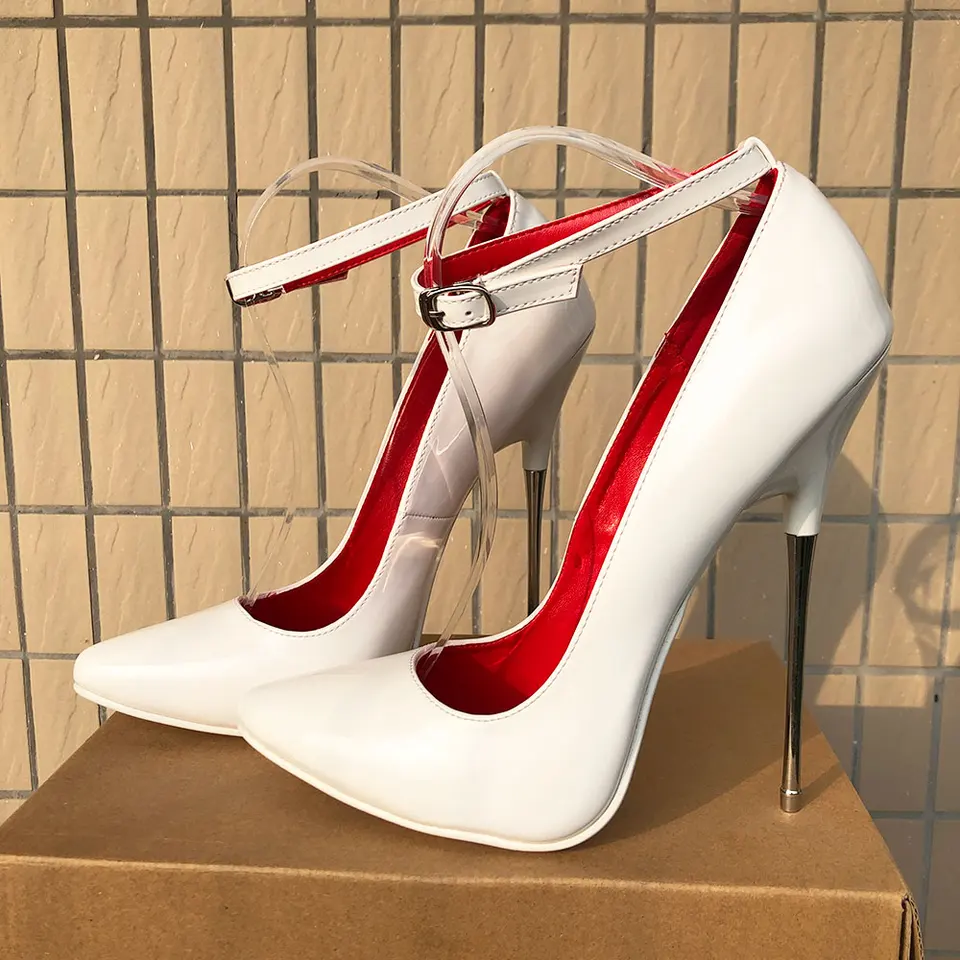 16 cm extrémne kovové vysoké podpätky pevné biele vo vnútri červených sttilettos sexy ženy pumps fetiš model Party unisex mužov topánky crossdresser