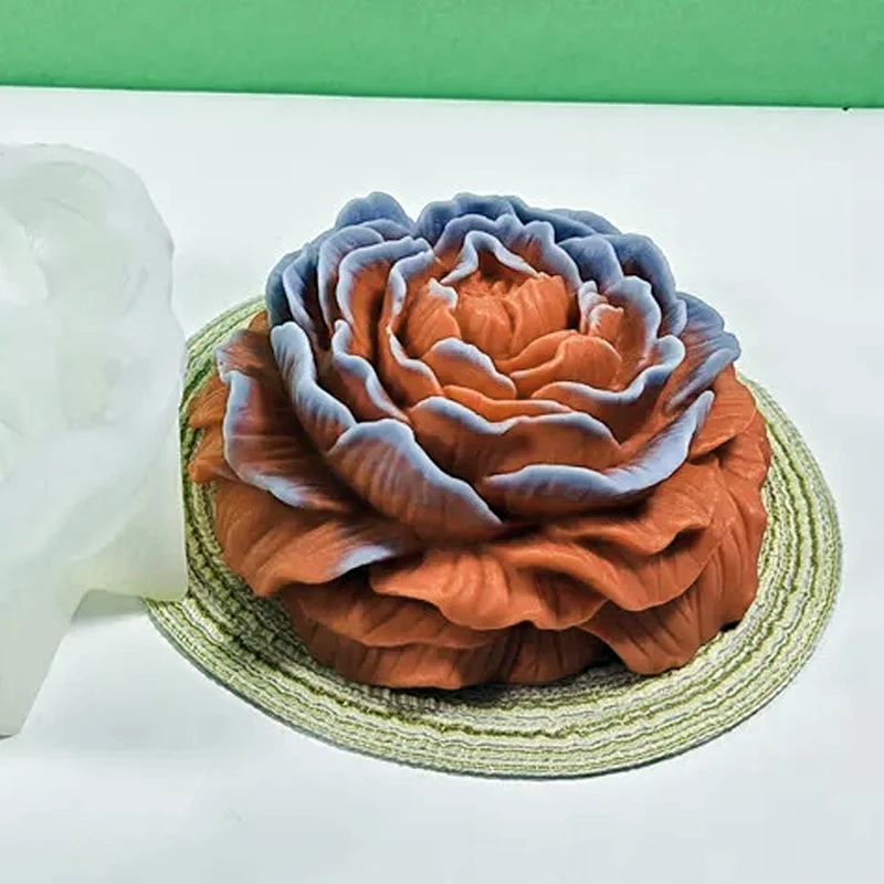16 cm peony kvetina Silikónová forma 3D ružová sviečka mydlo Sadrové remeslá živici betón betón