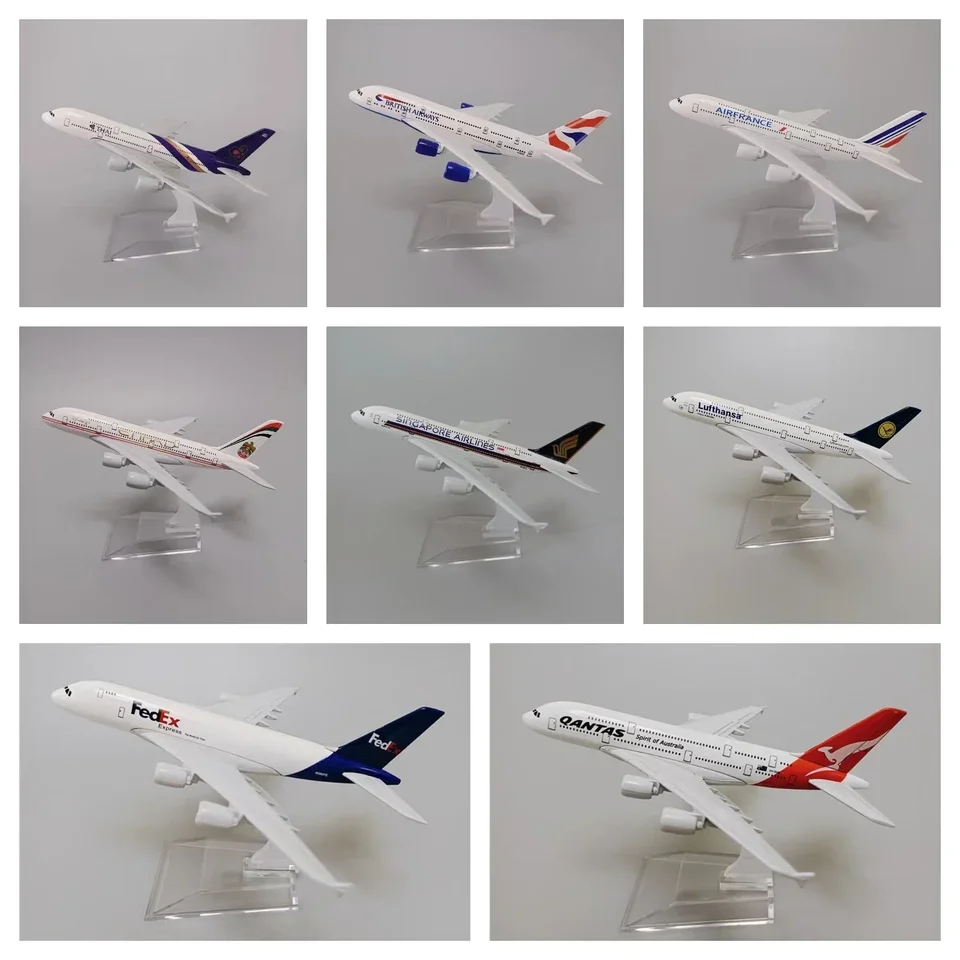 16 cm zliatiny kov Qantas Kórejský Lufthansa Singapore Etihad British Fedex France Airbus 380 A380 Lietadlo lietadla lietadla lietadla lietadla