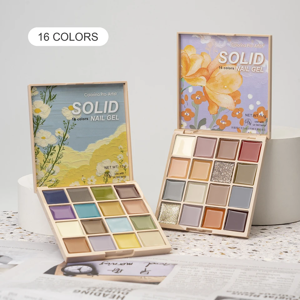 16 farieb masívny gél trblietky UV gél lasktí paleta japonský krém na nechty Art Semi Permanent Gel Solid Gel Larnish