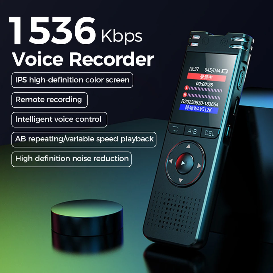 16 GB Digitálny hlasový rekordér Prenosný zvuk aktivovaný zvukom redukcie hluku Audio rekordér farebný obrazovka MP3 prehrávač MP3