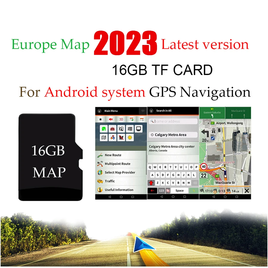 16 GB Micro SD Card Map of Europe pre Android System Car Auto GPS navigácia