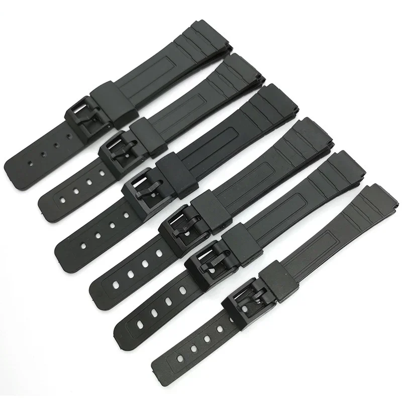 16 mm 18 mm 20 mm silikónové hodinky pre Casio W800H Black Pu Resin náramok SGW400 F91W F84 F105/108/A158/168 AE1200/1300