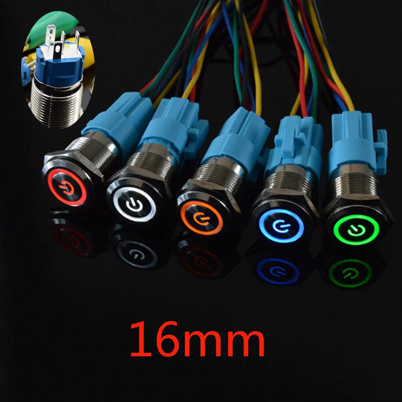 16 mm 3-6V 12V 24V 110V 220V Kovový spínač tlačidla LED LED LIGH LIGH LOCK/ MAMENTÁRNE RESET RESET TLAČIDLO ZAPOJENÉ TLAČIDLO SPRÁVA ČERVENÉ