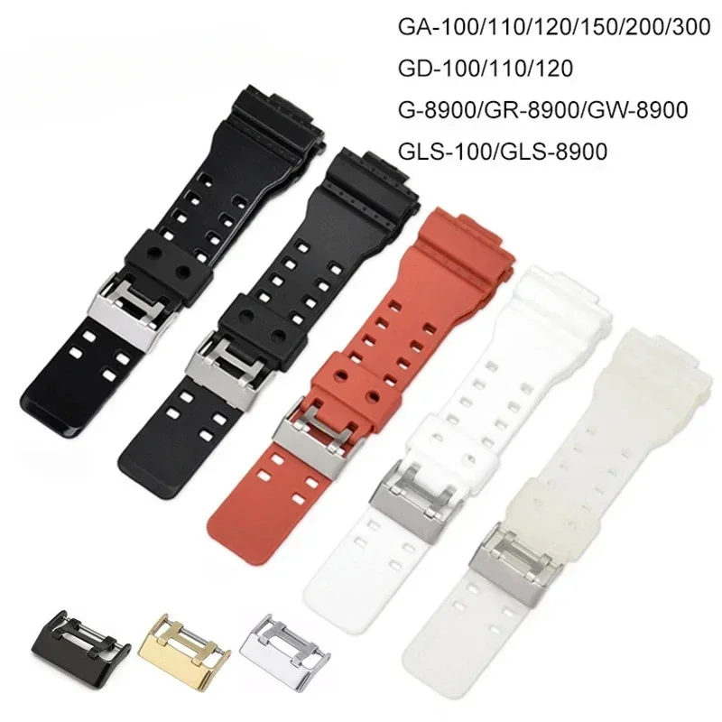 16 mm Silikónový gumový hodinkový pásik Fit Fit for Casio G Shock Shot Black Witerproof WatchBands Accessories GD-100 G-8900