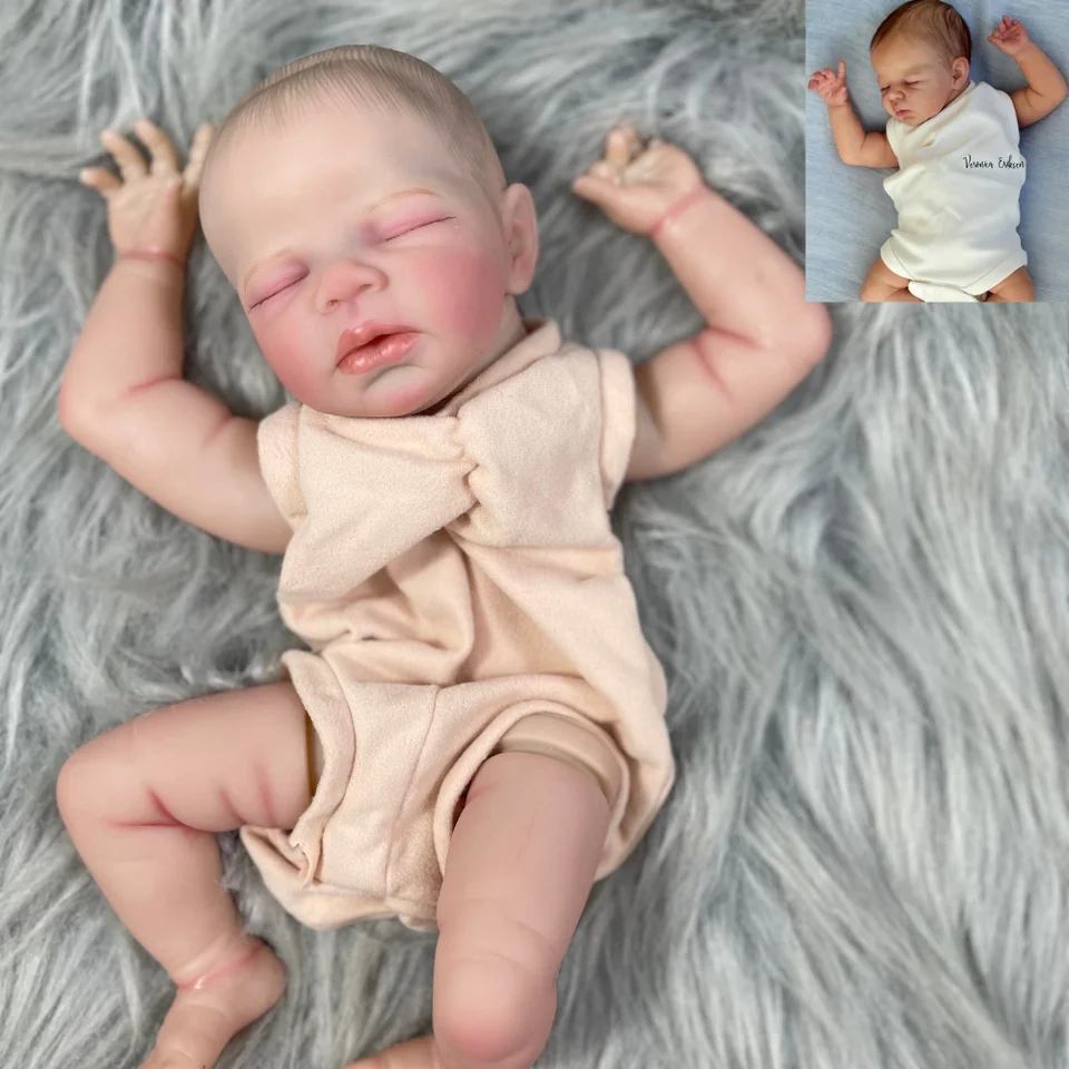 16 -palcová súprava Reborn Zendric 3D maľovaná bábika s koreňovými riasami a látkovým telom nezasadeným znovuzrodeným detským dolským dielom formy