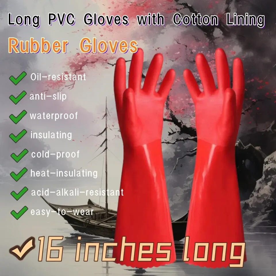 16-palcové rukavice PVC, olej a chemické odolné, lemované, tepelné, za studena, odolné voči punkcii, na čistenie práce