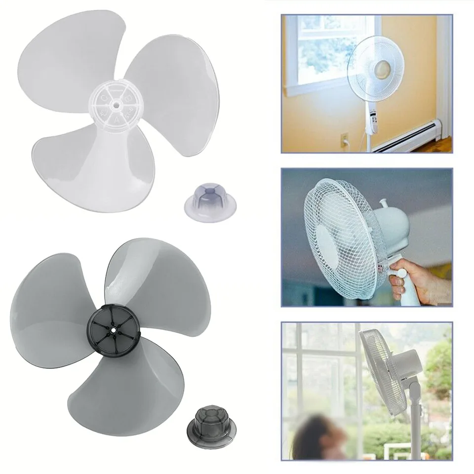 16-palcový plastový ventilátor Blade Troj-losová čepeľ Domácnosť stojaci podstavový ventilátor Čepele stolové stôl Cooling ventilátor s orechovými krytami