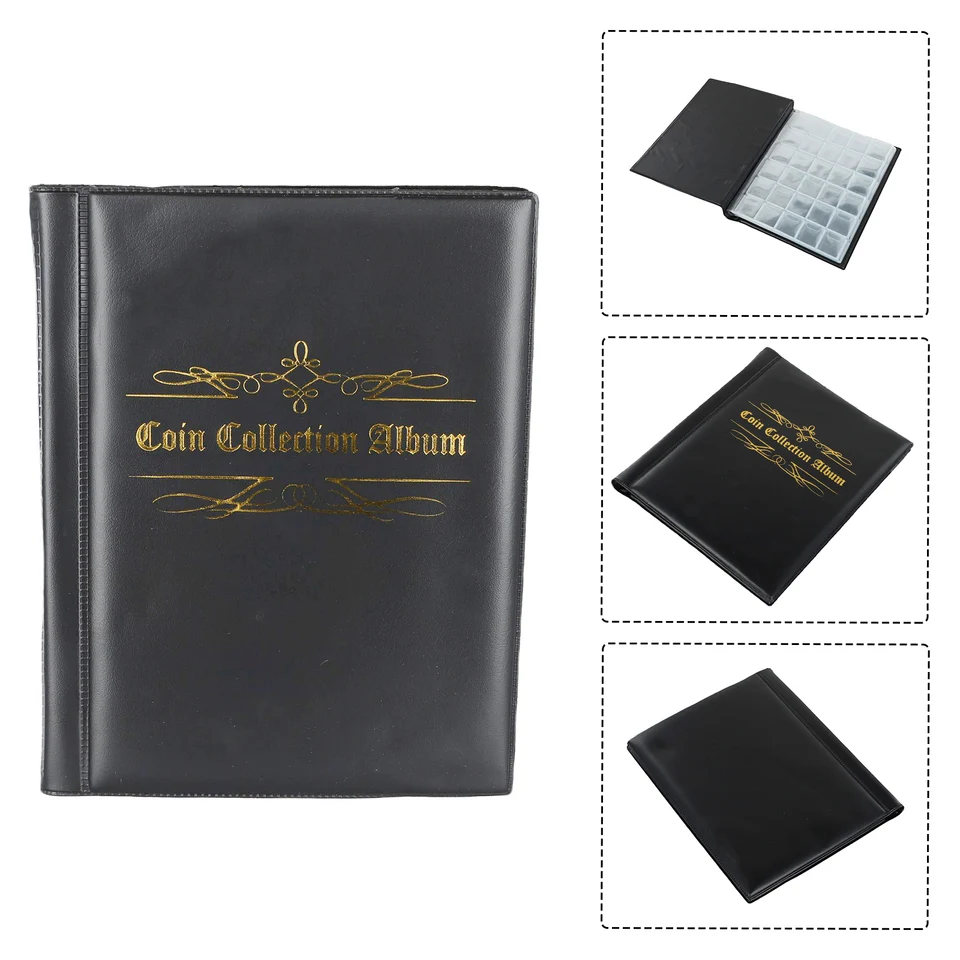 16 strán Coin Album album 480 Pocket Collection Album Book Black Collecting Coin Držitelia Penny Money Exquisite