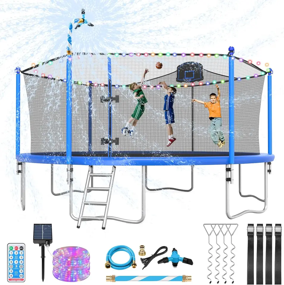 16 stôp 15 stôp 14 stôp 12 stôp Trampolíny pre deti a dospelých, veľká vonkajšia trampolína s krytom, trampolína na záhrade s basketbalom