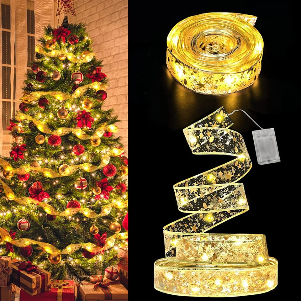 16 stôp 5 m vianočná stuha rozprávka Light Vianočné medené drôtené lampa DIY luky Svetlo Svetlo pre nový rok dekoráciu svadobnej hostiny Navidad
