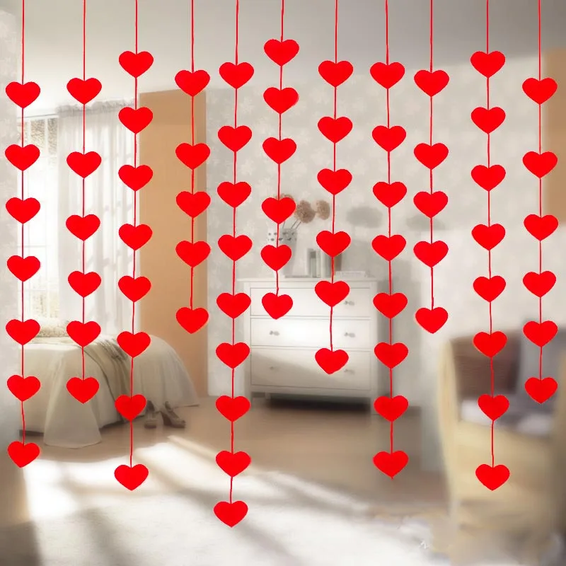 16 sŕdc Love Heart Curtain Romantické valentínske srdcia Ozdobia netkané girlandy pre domácu svadobnú hostinu dekorácie 8z