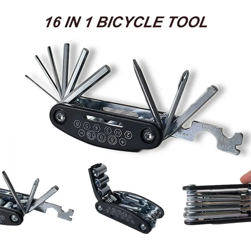 16 v 1 Mountain Bike Prenosná soket viacúčelová kľúča na bicykli viacerých nástrojov Screwdriver Motorcycle Bicycle Opravy náradia
