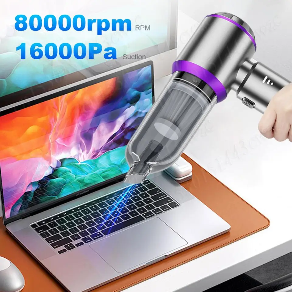 16000Pa bezdrôtový vysávač automobilu USB nabíjateľný bezdrôtový ručný vysávač prenosný vysávač čistiaci stroj