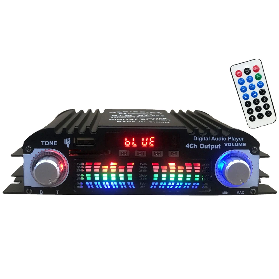 1600W PEAK Power Digital Digital 4 kanál Audio zosilňovač diaľkové ovládanie Bluetooth kompatibilný karaoke prehrávač 4 kanál HIFI stereofónny zosilňovač