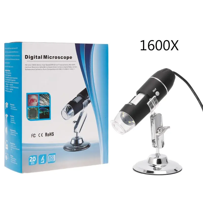 1600x USB Digitálny mikroskopový kamera Endoscope 8 -LED LIMBIKER S PODMIENOM STAND