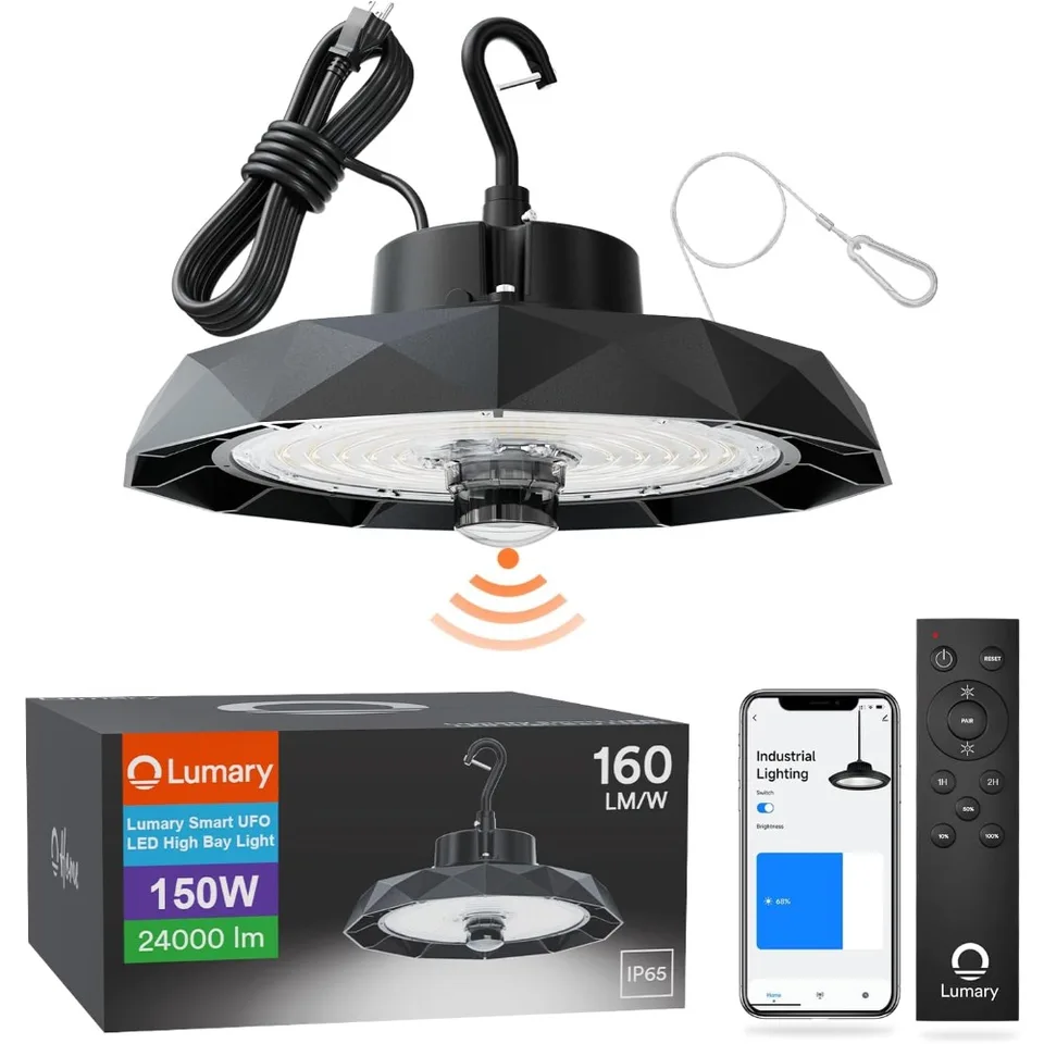160LM/W UFO LED LED svetlo s vysokým zátokou 150 W s snímačom pohybu, jasom stmievateľného denného svetla 5 000 K, 24000lm LED obchodné svetlá