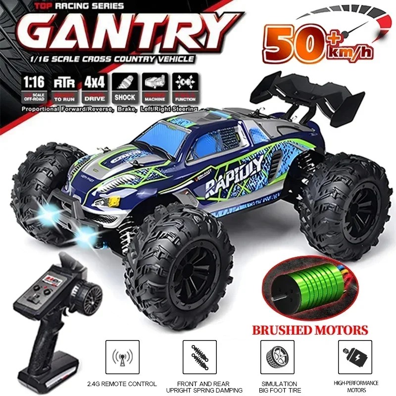 16101 1:16 50 km/h 4WD RC CAR s LED svetlom 2,4G diaľkové ovládacie autá Vysokorýchlostné driftové monštrum pre deti vs WLTOYS 144010
