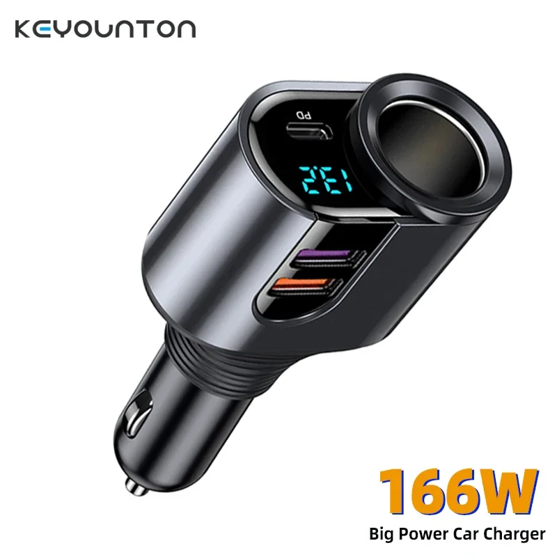 166 W Cigareta Savliter Socket Socket QC3.0 DUAL USB 66W Typ rýchleho náboja typu C PD 20W Nabíjačka Nezávislý prepínač napájacieho adaptéra