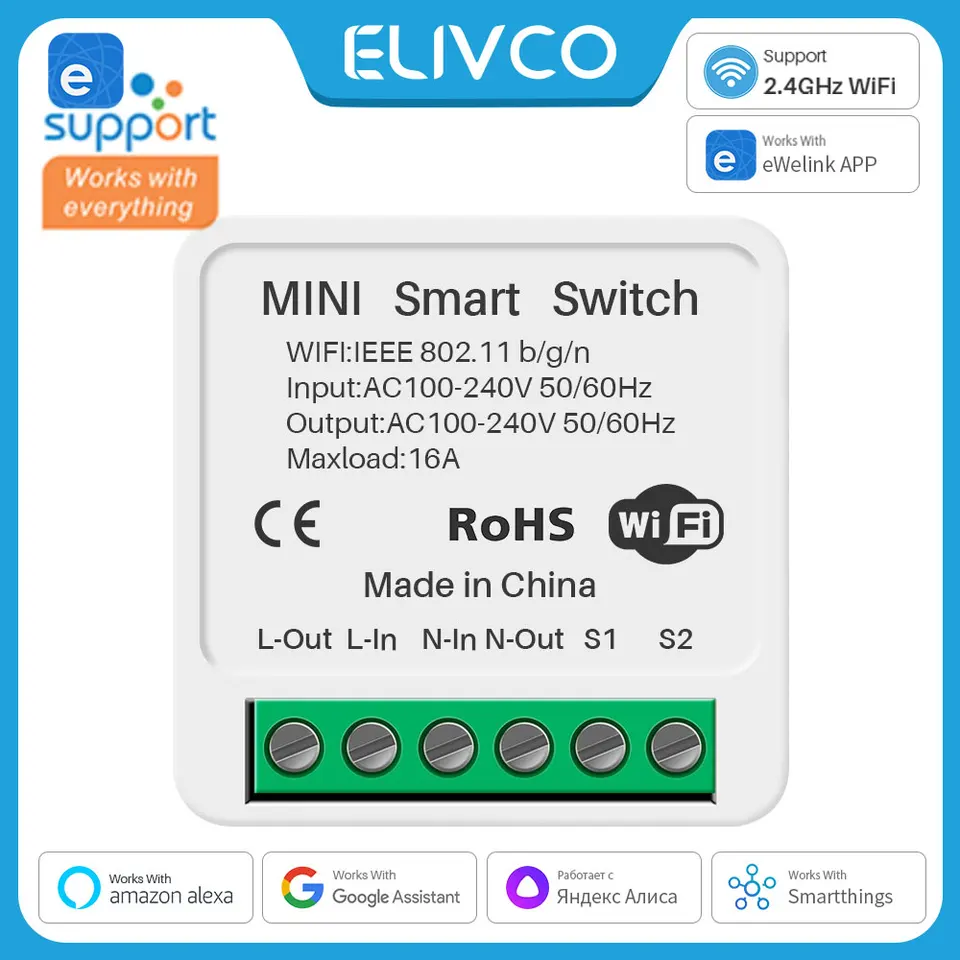 16A Ewelink WiFi Mini Smart Switch Dvojcestný DIY prepínač Spínače Časovač Modul Podpora Alexa Google Home Alice Smartthings