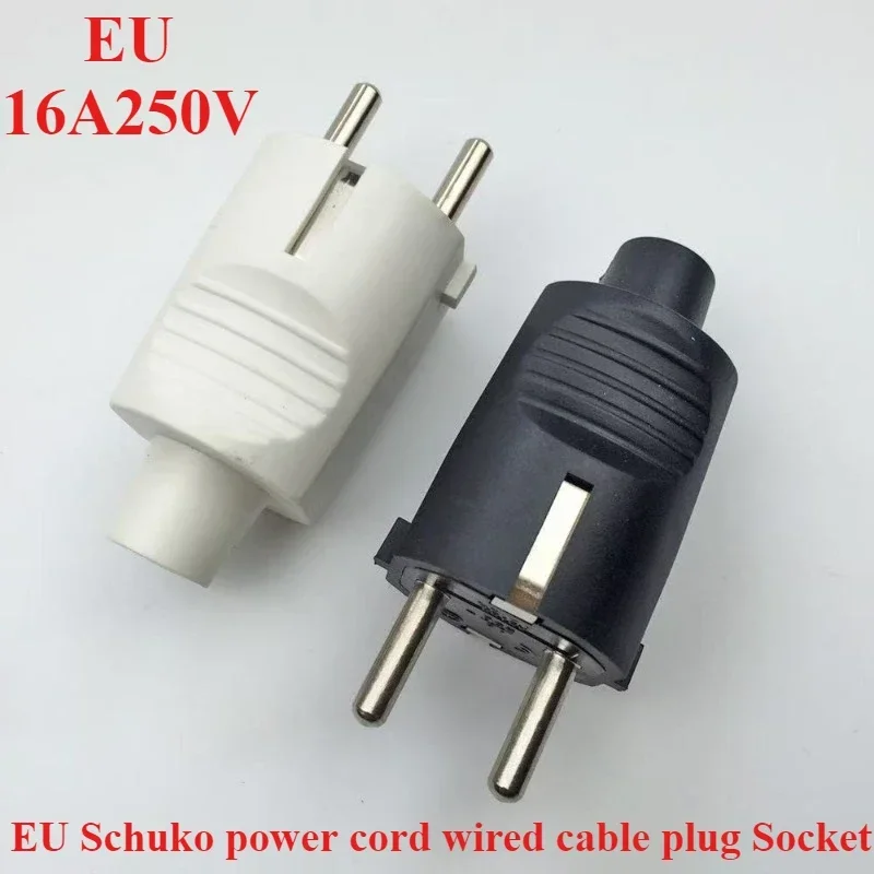 16A Mužská ženská montážna nádoba Konektor Francúzske Rusko Kórea Nemecký EÚ Schuko Power káblová káblová zástrčka 4,8 mm kolíky