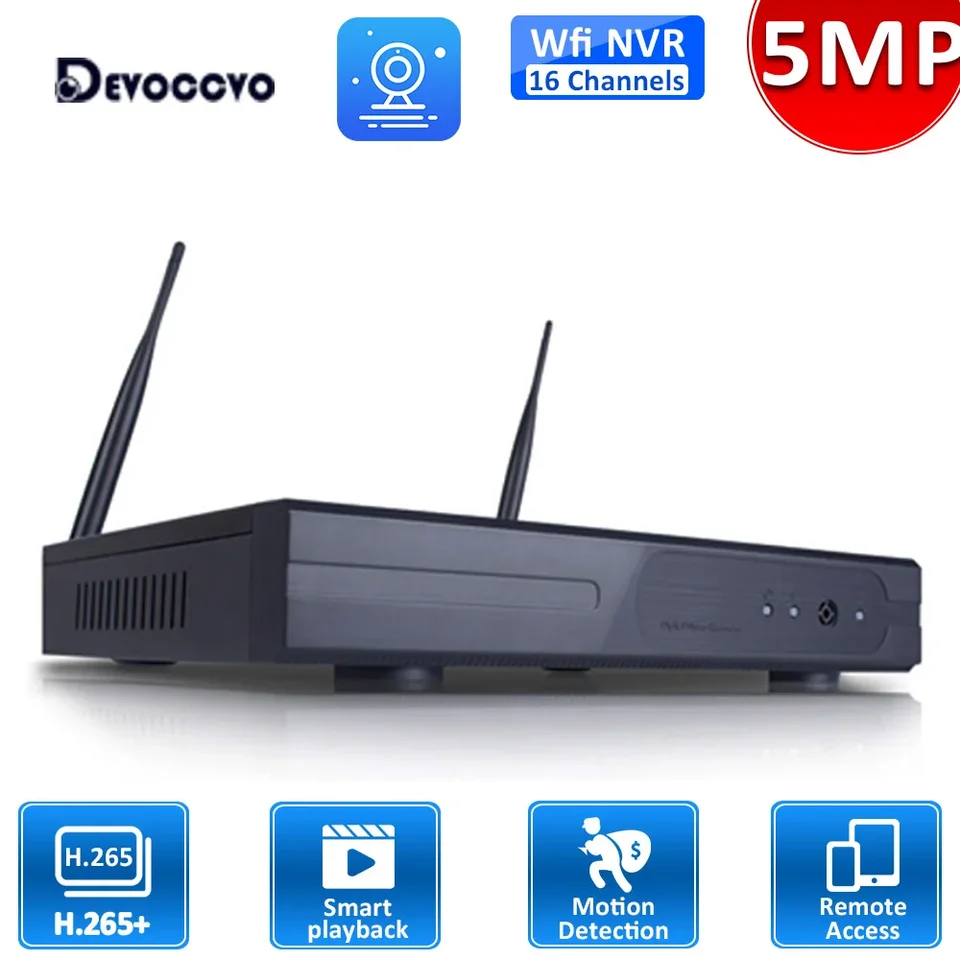 16ch H.265 5MP Wireless NVR s ľudskou detekciou pre WiFi CCTV Camera System P2P IP sieť a kompatibilita aplikácie ESEECLOUD