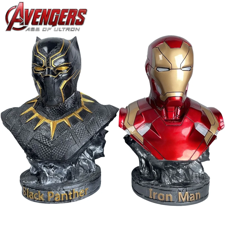 16cm Iron Man Panther Busta Anime postava Socha Marvel Avengers veľká postava Obývacia izba Ozdobia živice Zbierka darčekové hračky