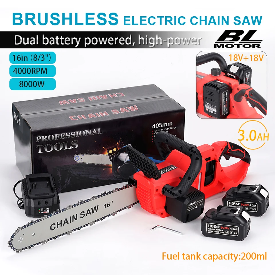 16inch Brushless Electric Reťaz videl prenosné reťazové píly Nabíjateľné bezdrôtové prerezávanie vreckových nástrojov pre batériu Makita 18V