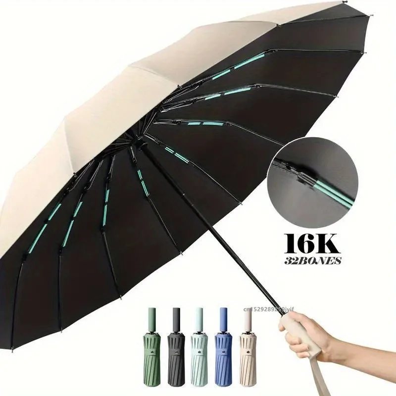 16k dvojité kosti veľký dáždnik pre mužov Ženy Windproof Tashbrellas Automatické skladanie silné luxusné slnečné dažď