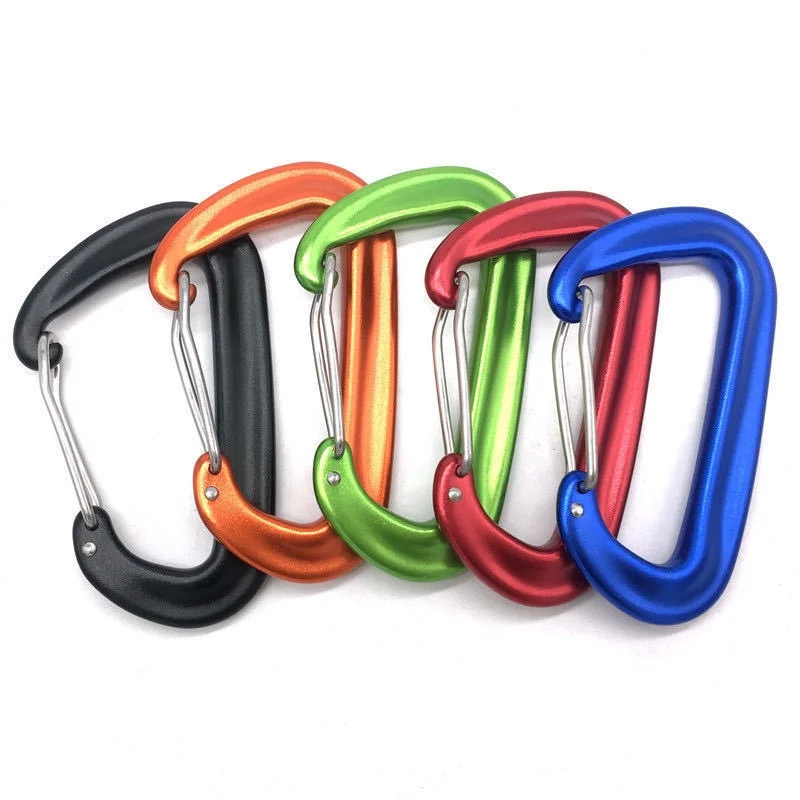 16kn malá karabiner D-Type horolezecká spona Hook Outdoor Aluminum Clips for Hammock Camping Havárový reťaz kľúča