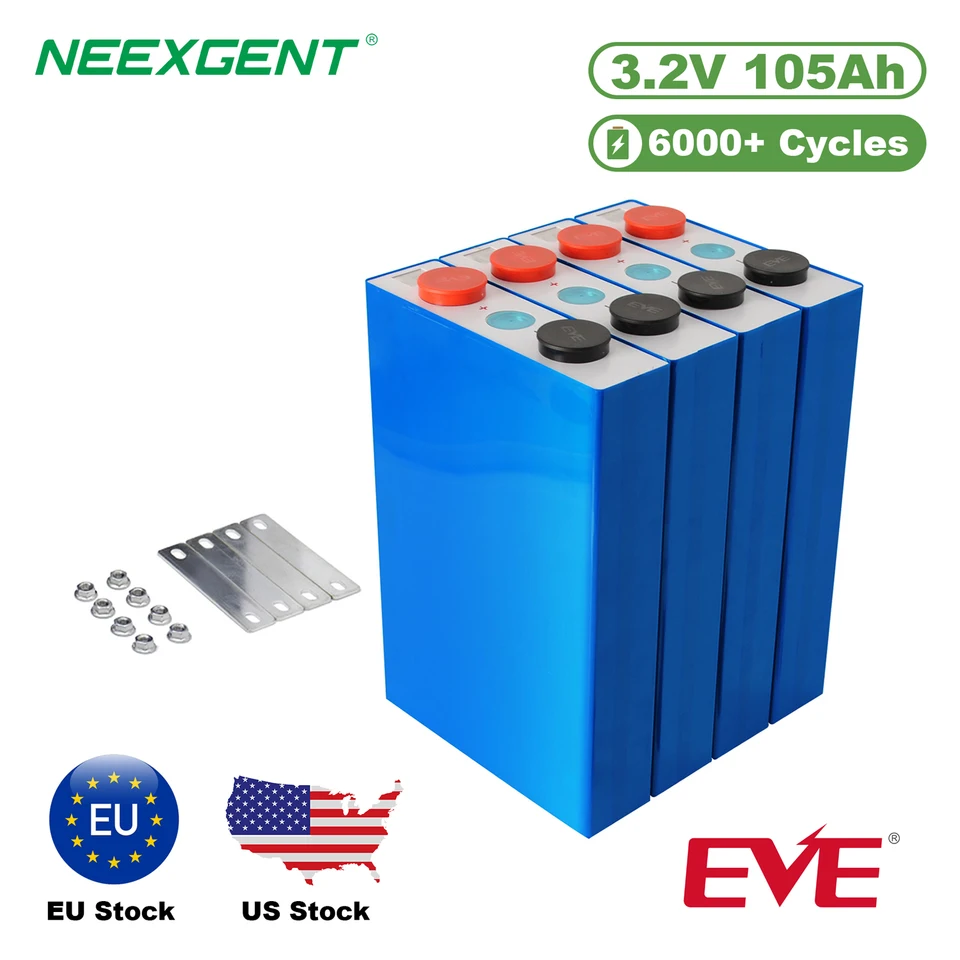 16ks EVE Brand 3,2V 105AH GRADE A LIFEPO4 batéria DIY s nabíjateľnými bunkami z prístavu