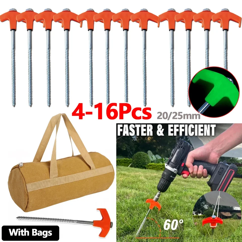 16ks kempingové stane kolíky 20/25 cm svetelné kempingové stávky Antirust Ultralight Metal Stan PEGS Vonkajšie turistické stanové príslušenstvo