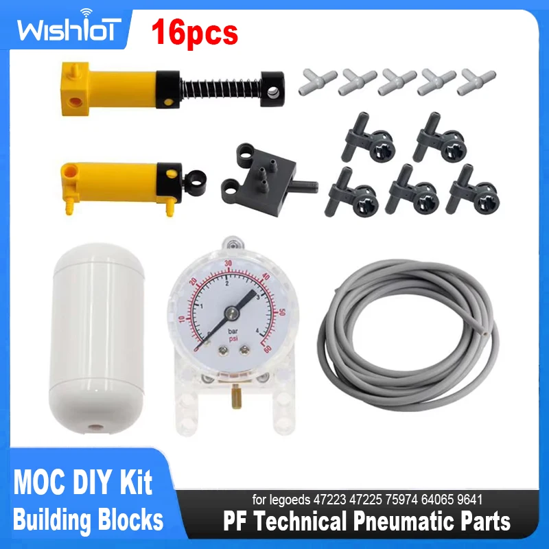 16ks MOC PF Technické pneumatické diely Barometer vzduchová nádrž piestka piestový spínač pre LEGOEDS 47223 47225 75974 64065 9641