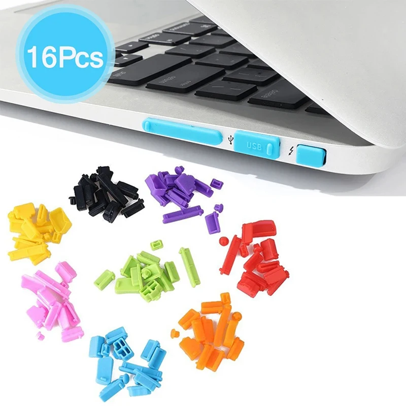 16ks/set farebná anti -prachová zástrčka pre notebook Silikónové kryt