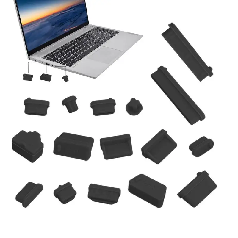16ks univerzálny silikónový notebook anti -prachový kryt kryt farebných portov na nabíjacie porty pre notebook MacBook