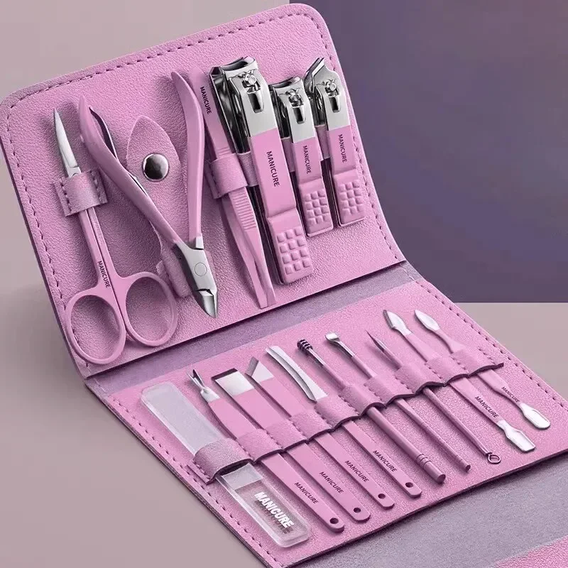 16pcs/set nožnica na nechty sada na nechty na nechty Soppers Sops Set so skladacou taškou manikúrová rezačka súprav nožnice na make -up krásu