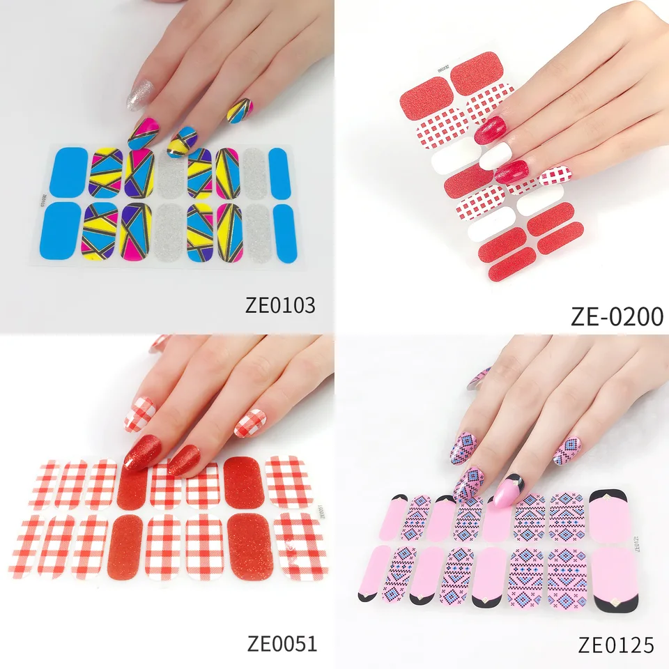 16tips Self Adhesive na nechty umenia nálepky manikúru dekorácie kockované lak na nechty na nechty tipy