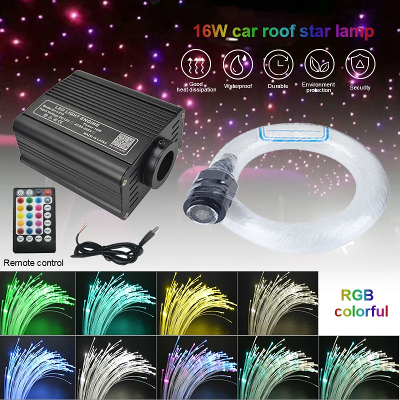 16W auta Headliner Star Light Kit Roof Star Lights Fiber Optic Bluetooth Control Lamp Atmosféra