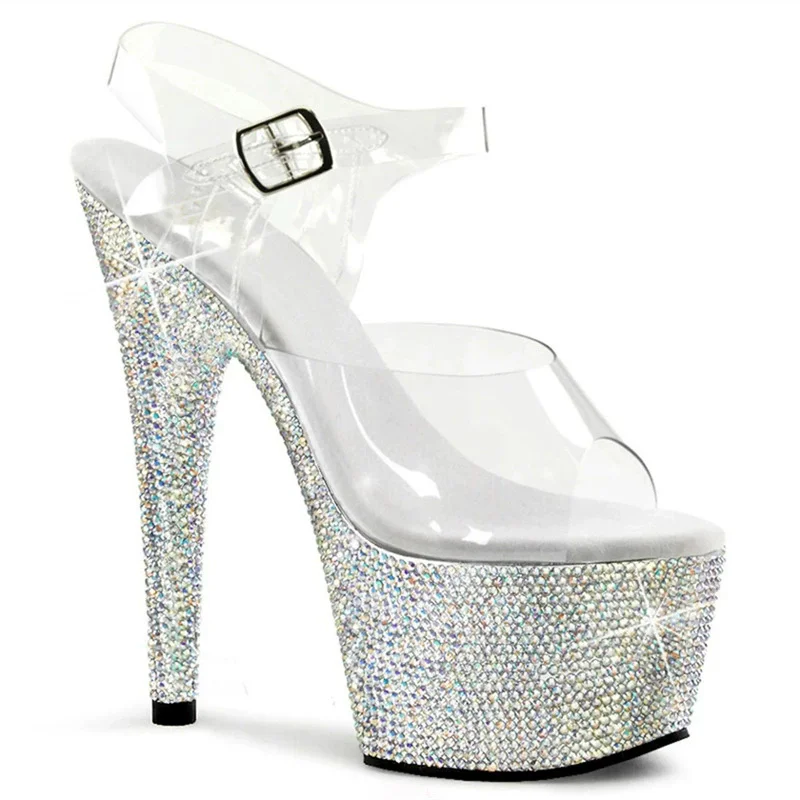 17 cm Diamond Pole Dance topánky Stripper vysoké podpätky Ženy Sexy Show Sandals Sandals Party Club Platforma s vysokým podpätom topánky Svadba