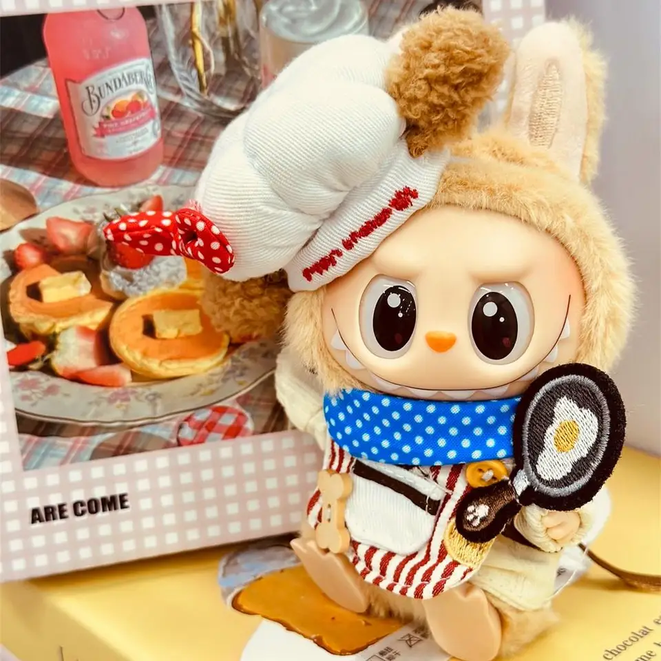 17 cm Mini Plush Doll's Clothes Doplnky pre Kóreu KPOP EXO LABUBU IDOL ČERVENÝ STRIPE Kuchynské sety Oblečenie darček