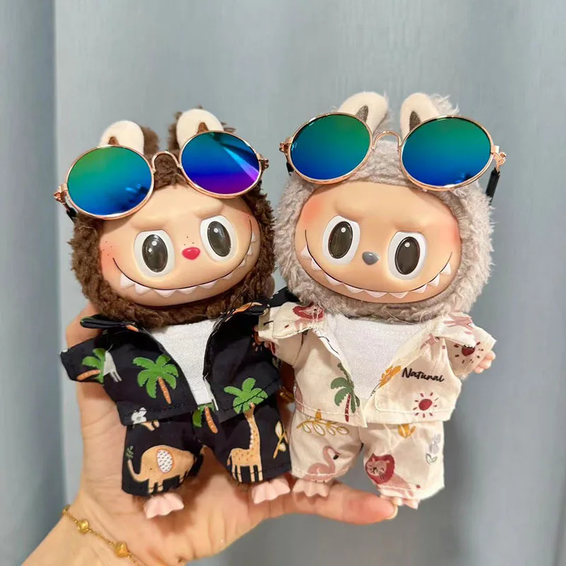 17 cm roztomilé detské oblečenie doplnky pre Kóreu KPOP EXO LABUBU idol Dolls Oblečenie bábiky Slnečné okuliare Coconut Palm Beach Suit