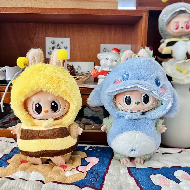 17 cm roztomilé oblečenie Mini Plush Doll's oblečenie pre Kóreu KPOP EXO LABUBU IDOL Dolls Bee/Shark Oblečenie DIY Kid Darček
